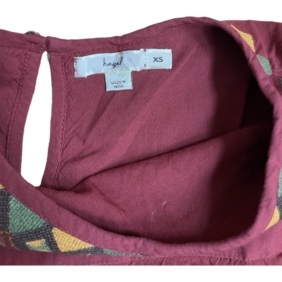 Hagel Embroidered Boho Peasant Top Burgundy Red Size XS - Picture 4 of 6